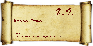 Kapsa Irma névjegykártya